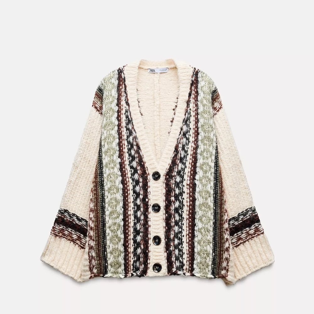 Oversized Zara Jaquard Cardigan